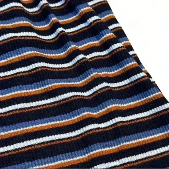 Copper Key Girls Striped Knee Length Dress Size 5 Navy White Brown - Picture 2 of 4